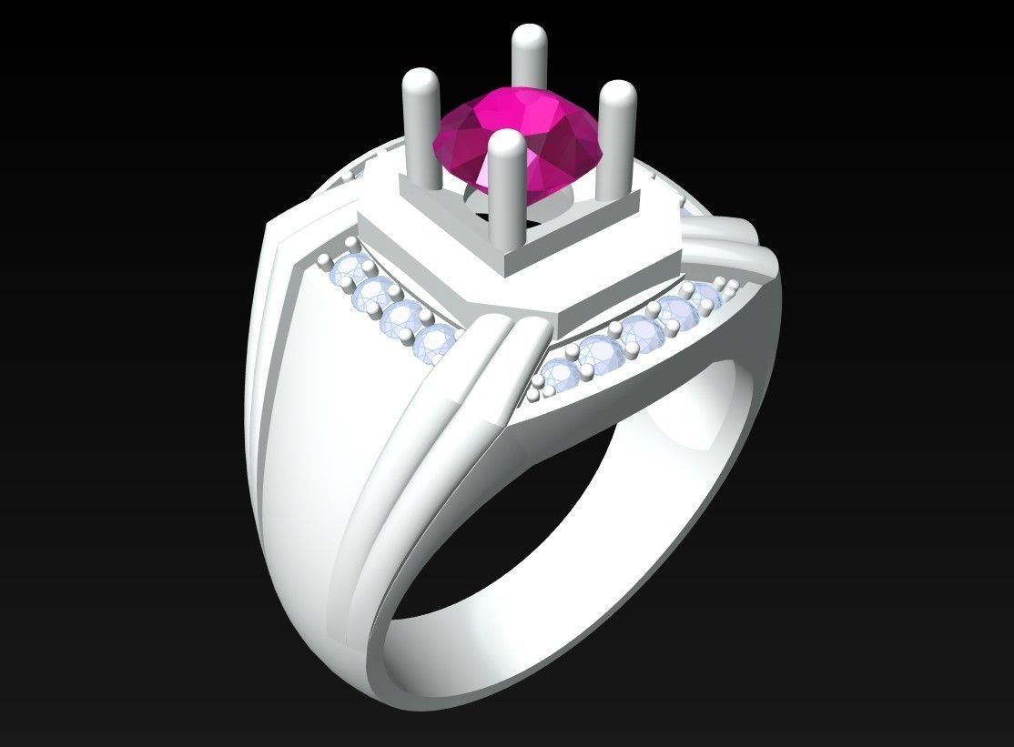 Diamond Ring - Mens Rings - N3225 3D print model_3