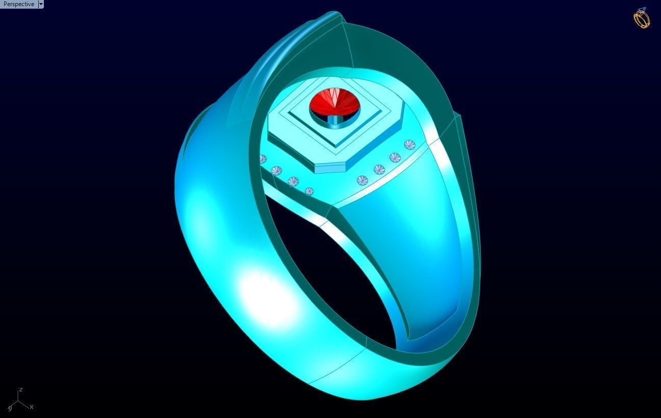 Diamond Ring - Mens Rings - N3225 3D print model_7