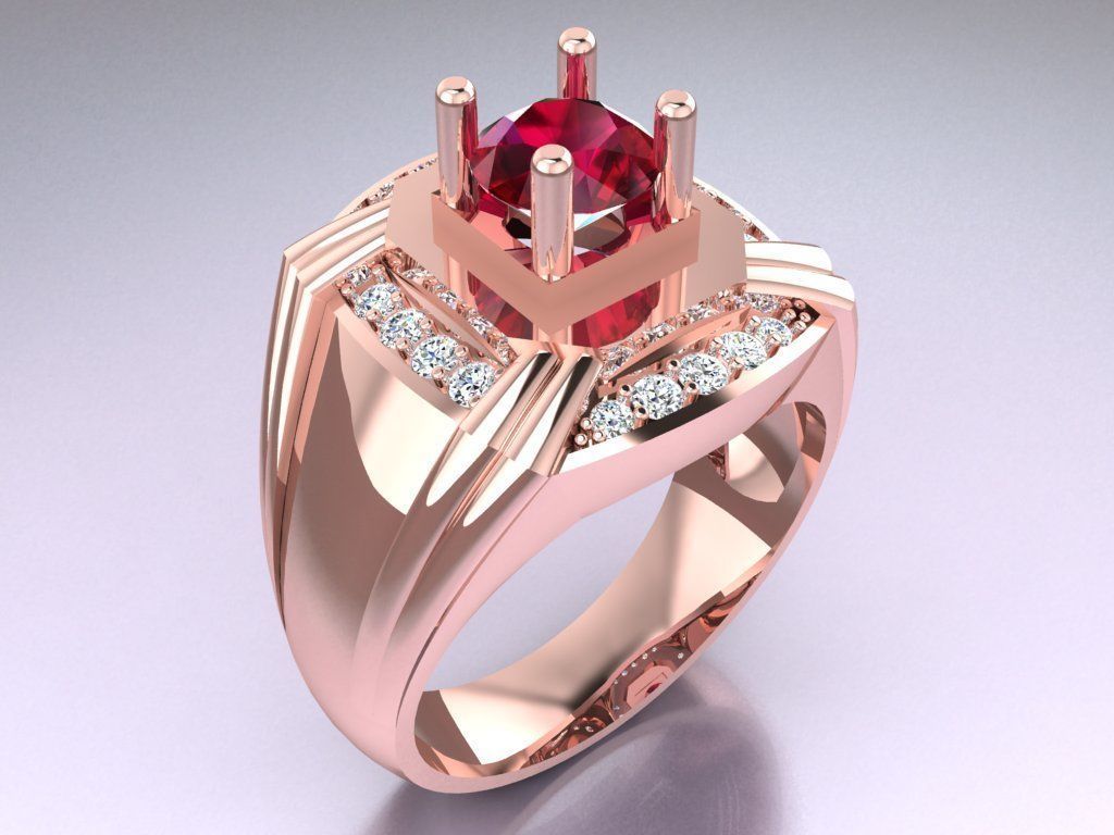 Diamond Ring - Mens Rings - N3225 3D print model_1