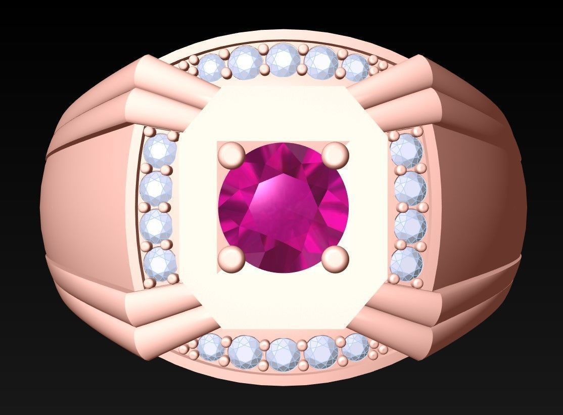 Diamond Ring - Mens Rings - N3225 3D print model_4