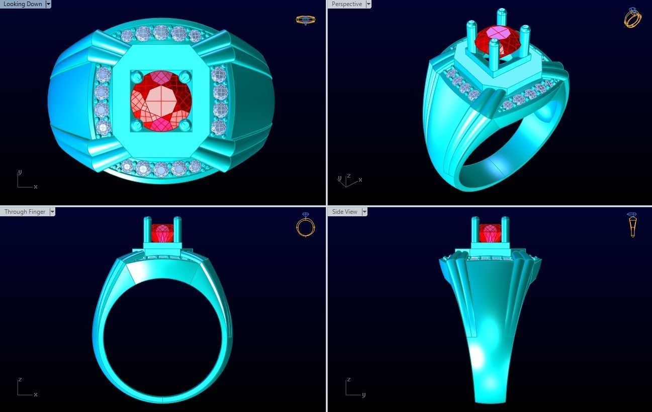 Diamond Ring - Mens Rings - N3225 3D print model_10