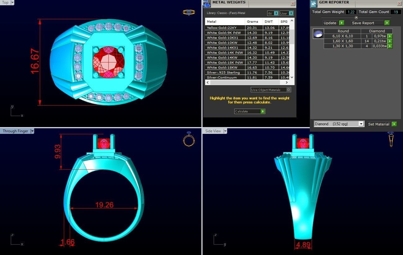 Diamond Ring - Mens Rings - N3225 3D print model_8