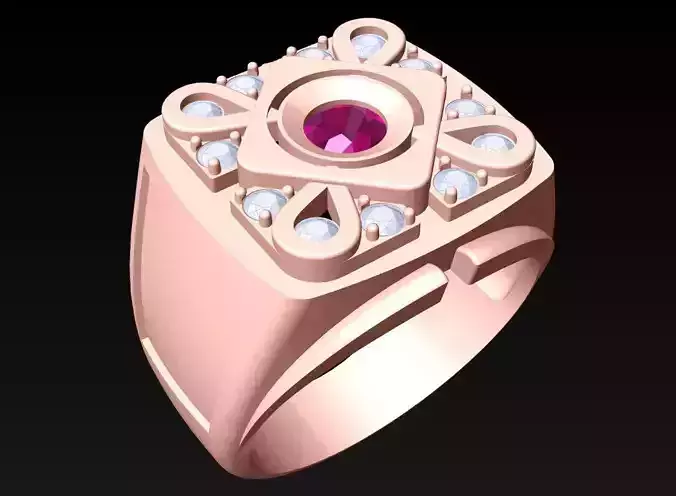 Diamond Ring - Mens Rings -  N3248 3D print model