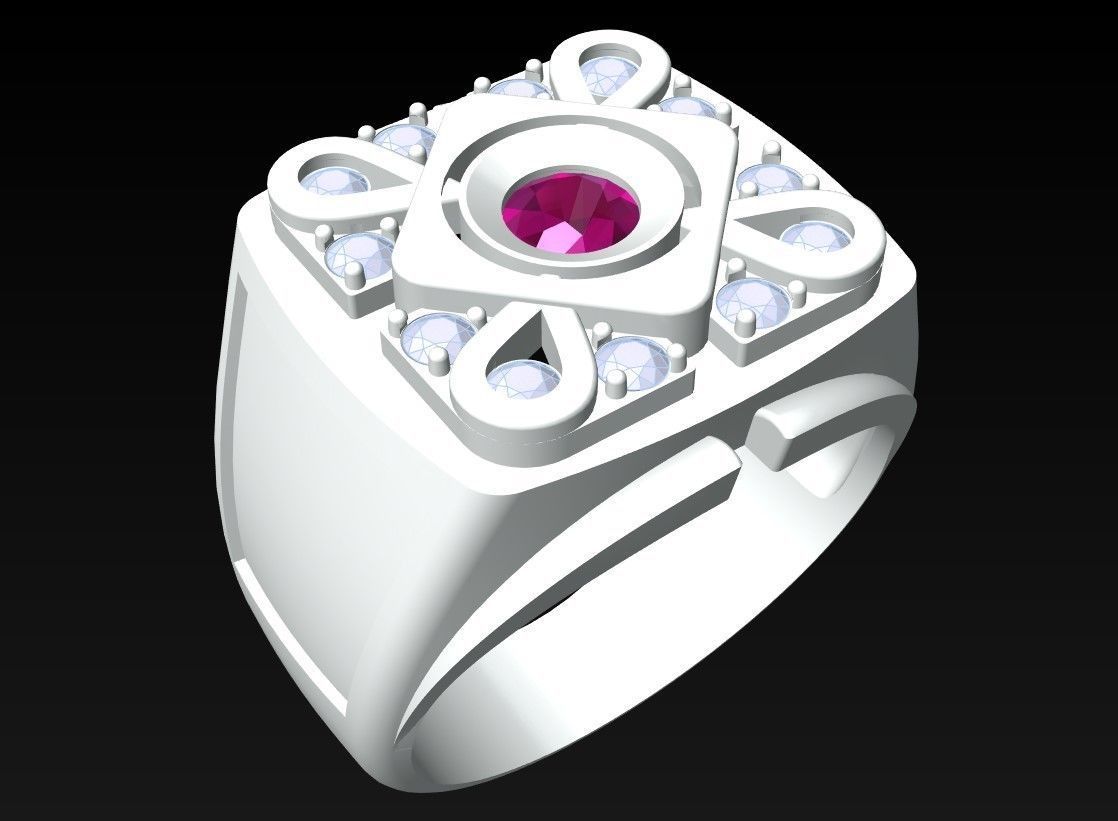 Diamond Ring - Mens Rings - N3248 3D print model_3