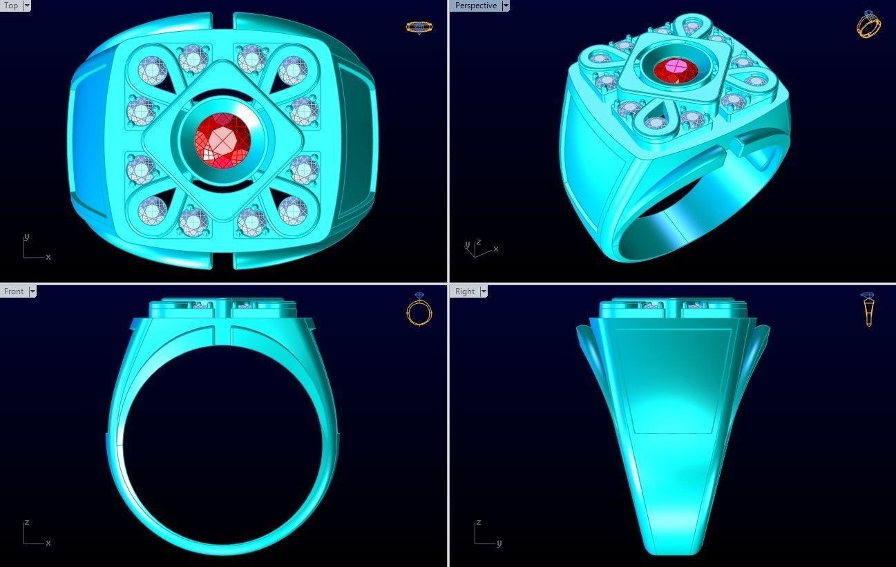 Diamond Ring - Mens Rings - N3248 3D print model_10