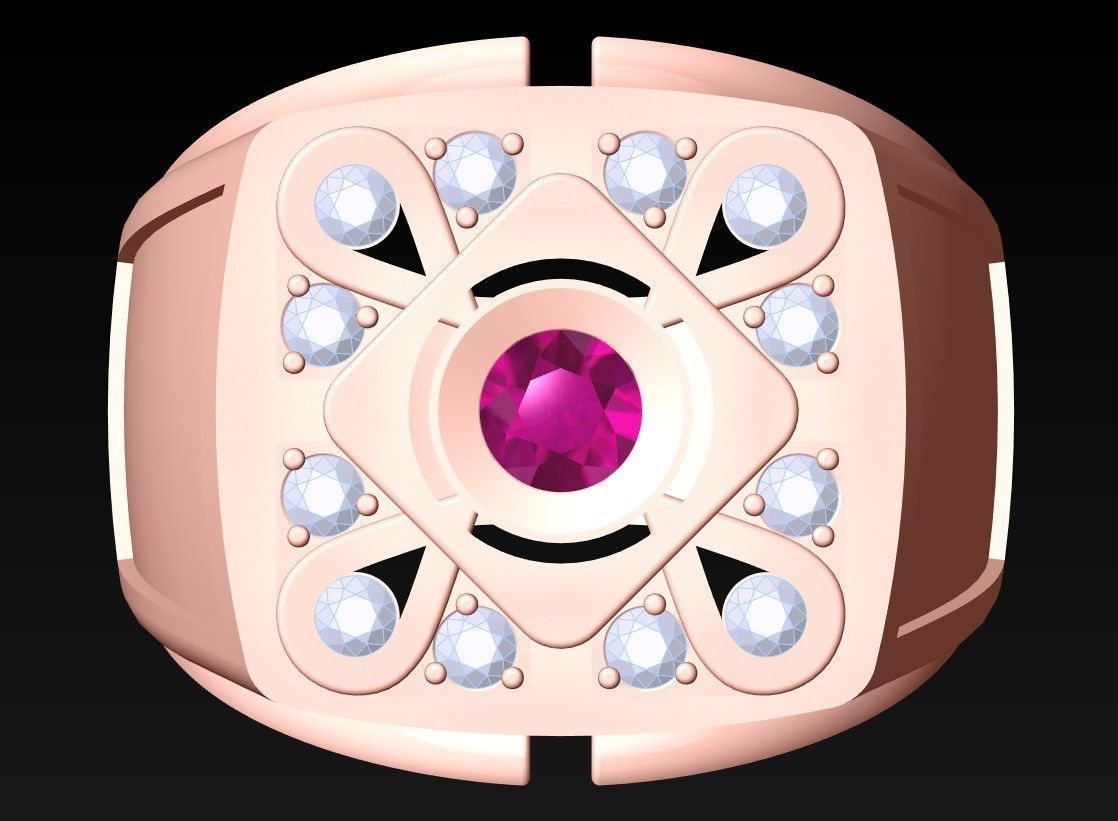 Diamond Ring - Mens Rings - N3248 3D print model_4