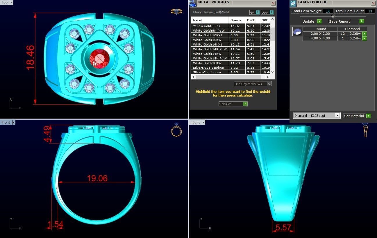 Diamond Ring - Mens Rings - N3248 3D print model_8