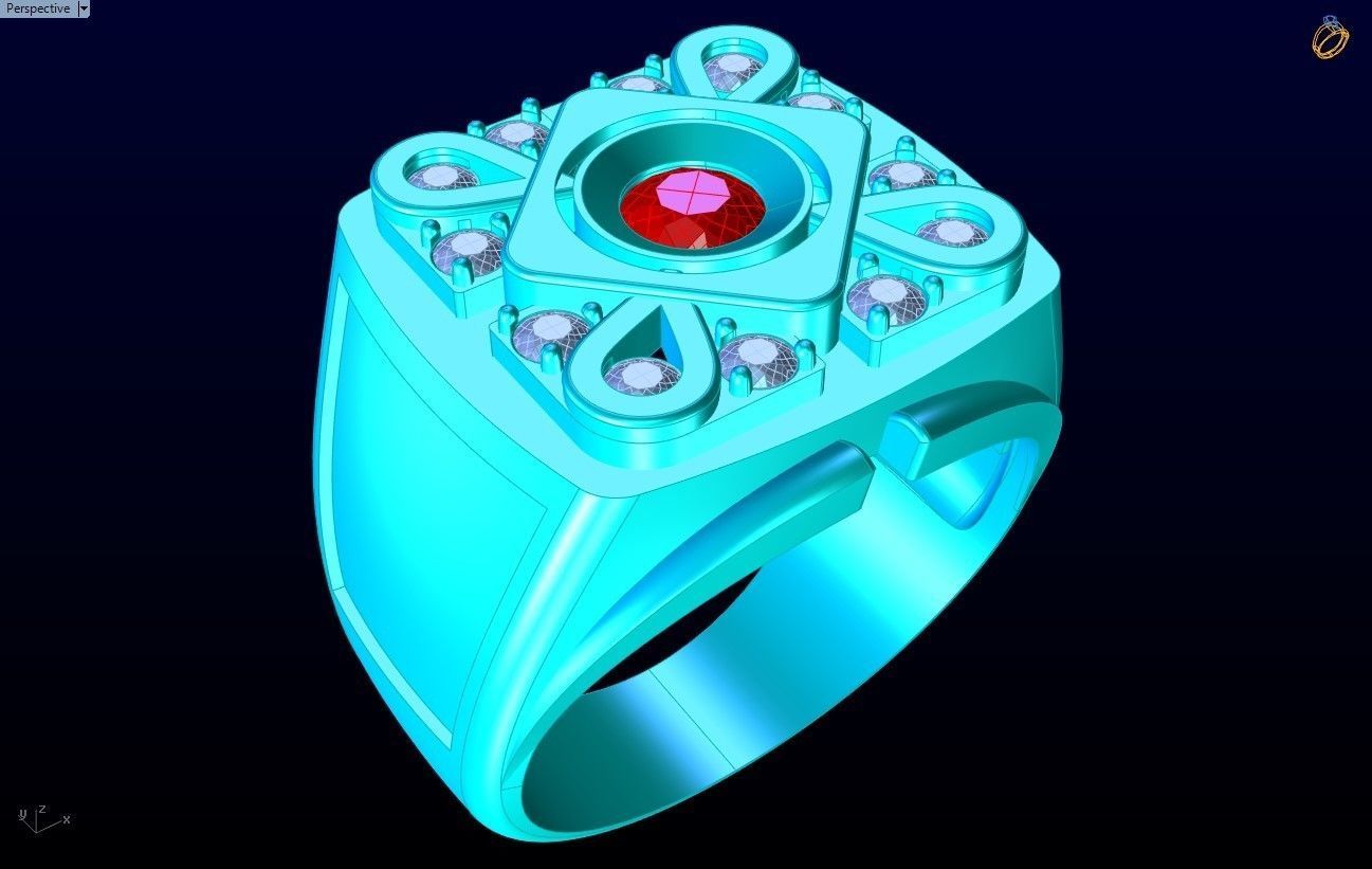 Diamond Ring - Mens Rings - N3248 3D print model_9