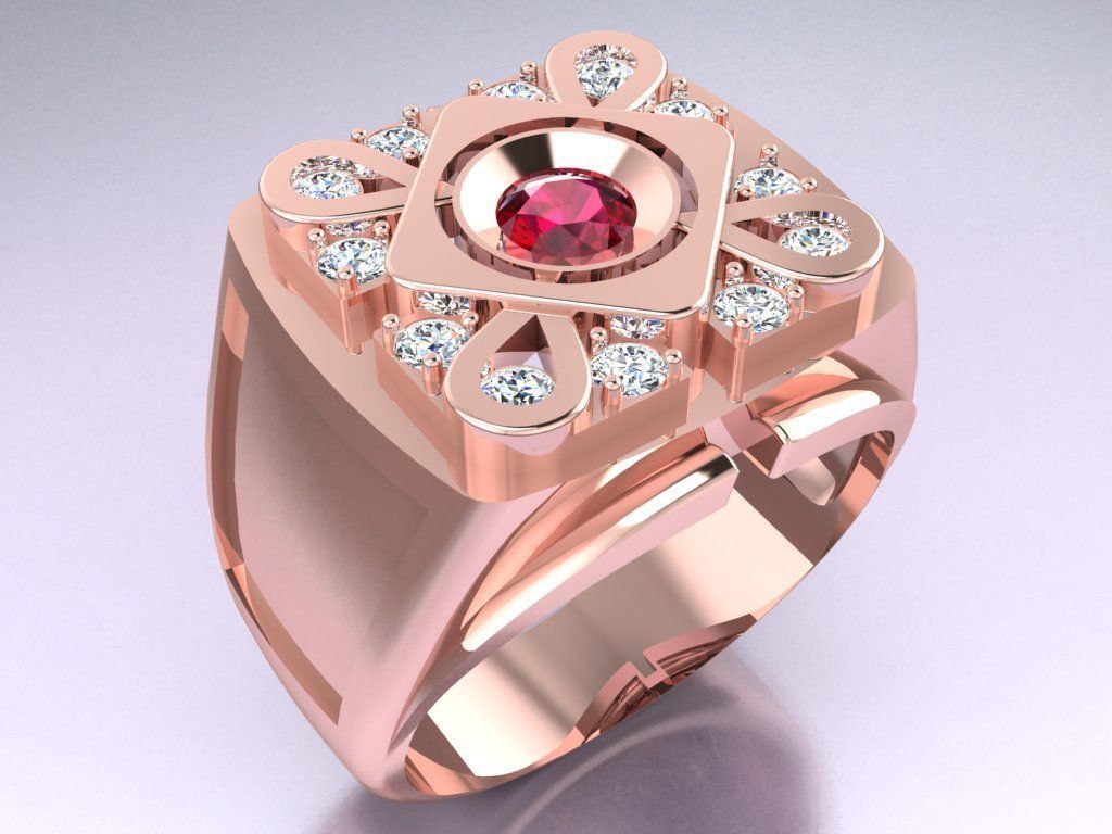 Diamond Ring - Mens Rings - N3248 3D print model_1