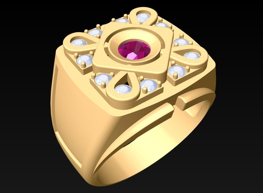 Diamond Ring - Mens Rings - N3248 3D print model_2