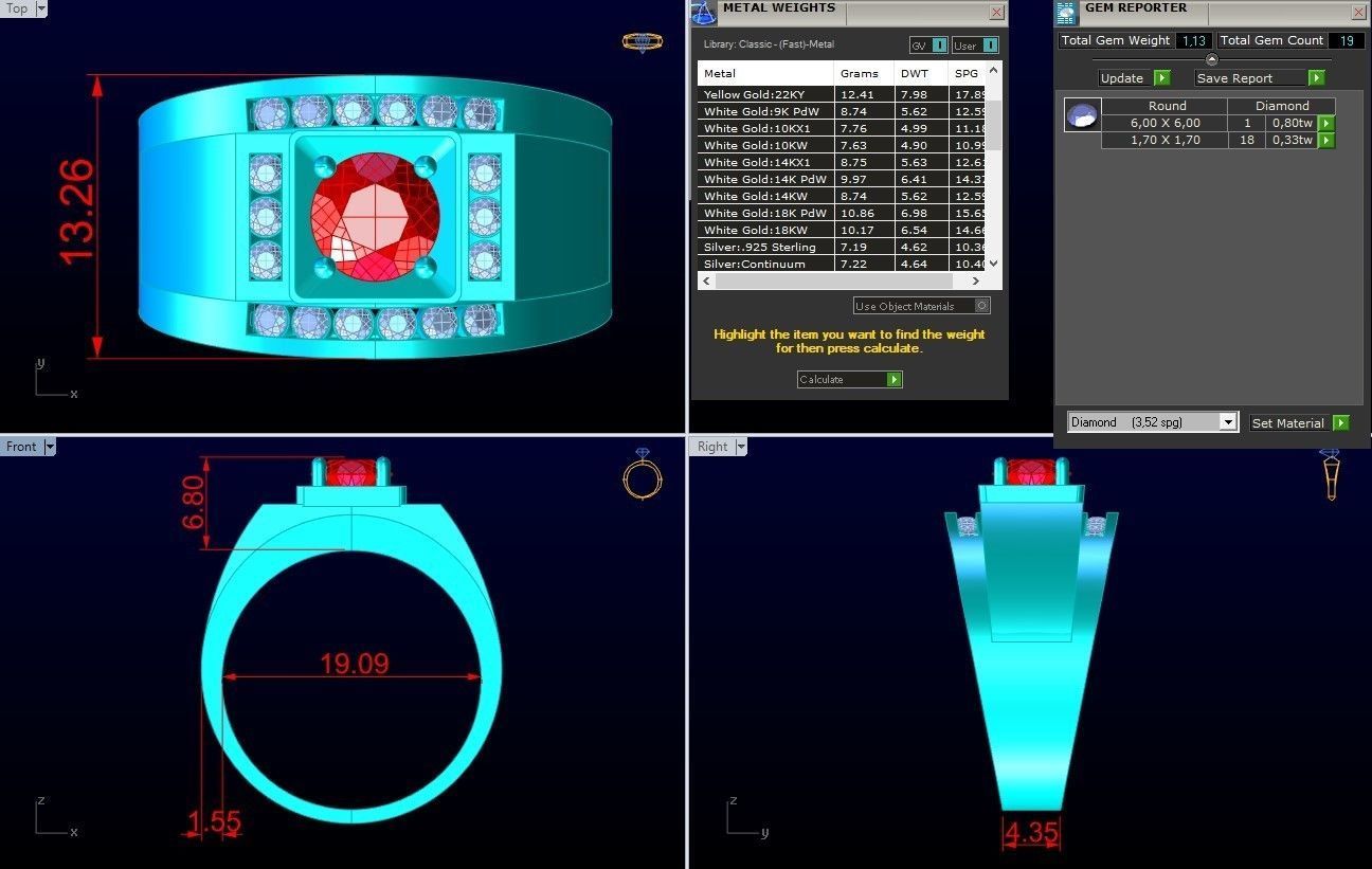 Diamond Ring - Mens Rings - N3253 3D print model_8