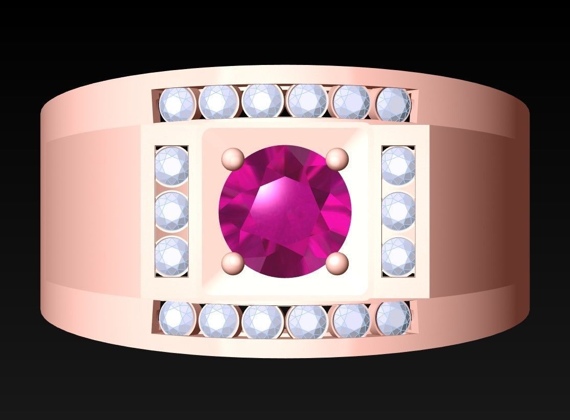 Diamond Ring - Mens Rings - N3253 3D print model_4