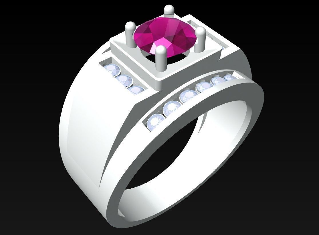 Diamond Ring - Mens Rings - N3253 3D print model_3