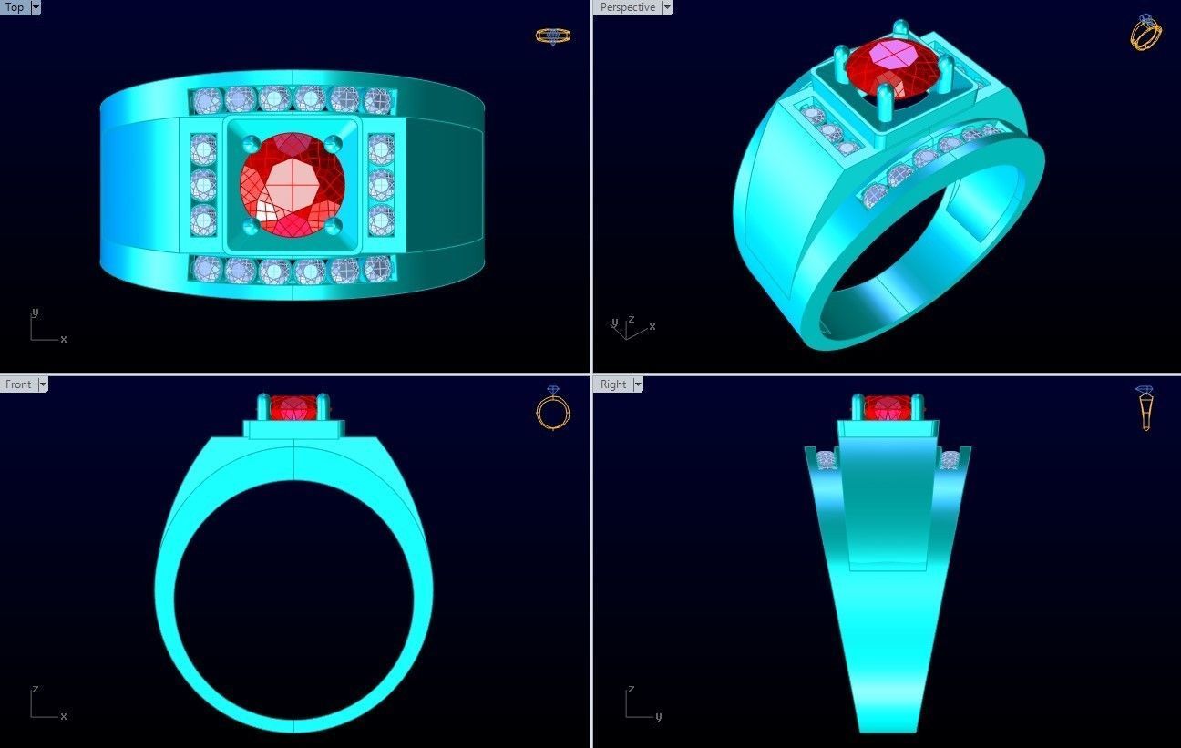 Diamond Ring - Mens Rings - N3253 3D print model_10