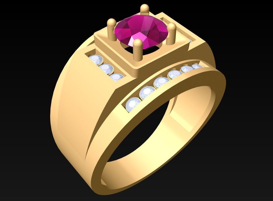 Diamond Ring - Mens Rings - N3253 3D print model_2