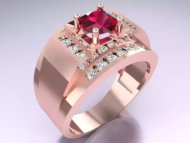 Diamond Ring - Mens Rings -  N3253 3D print model