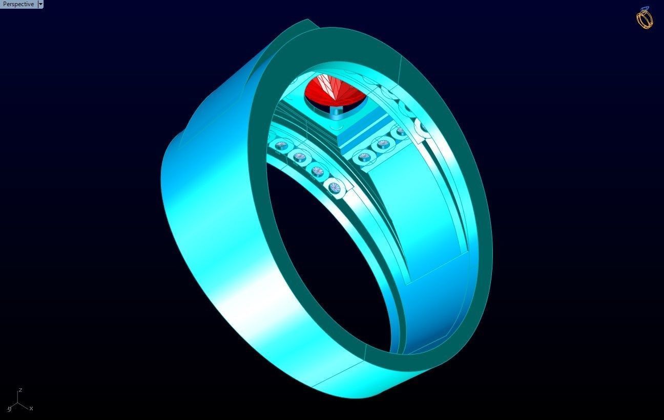 Diamond Ring - Mens Rings - N3253 3D print model_7