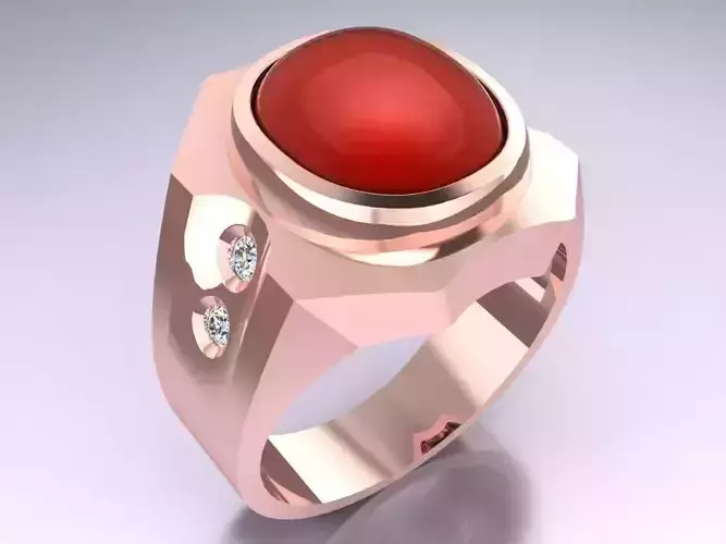 Oval Stone Ring - Mens Rings - N3250