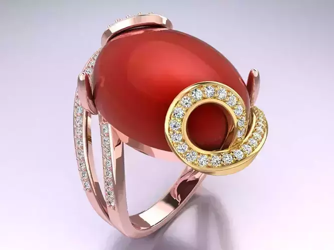 Oval Stone Ring - GN217 3D print model
