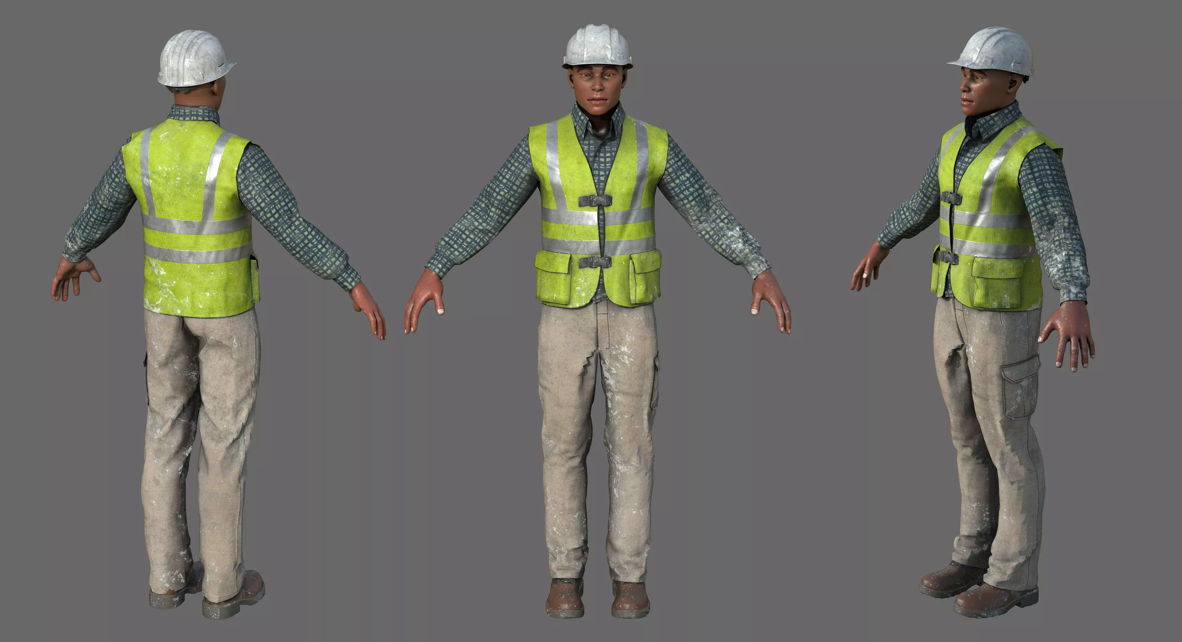 Construction worker Low-poly 3D model_0
