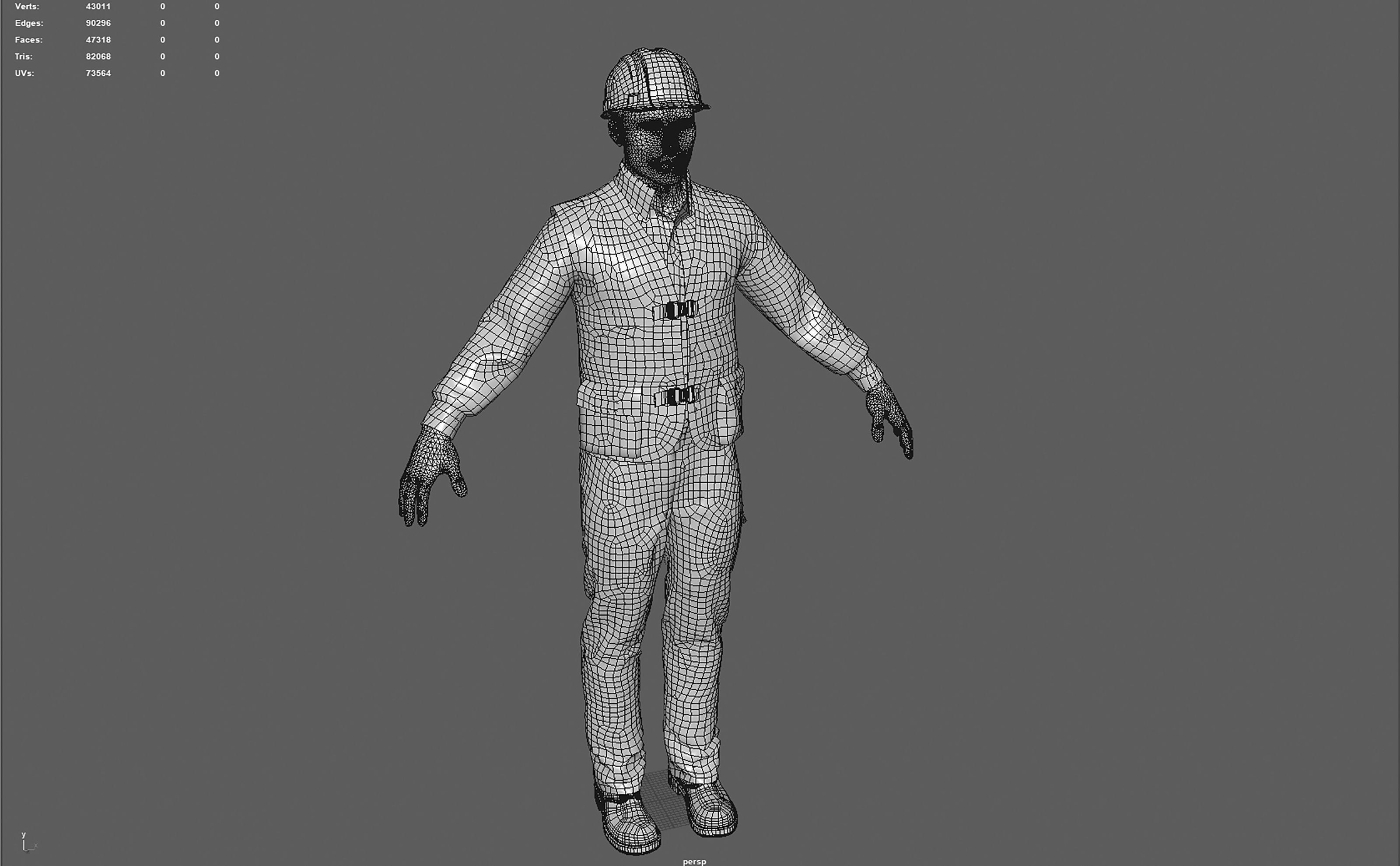 Construction worker Low-poly 3D model_14