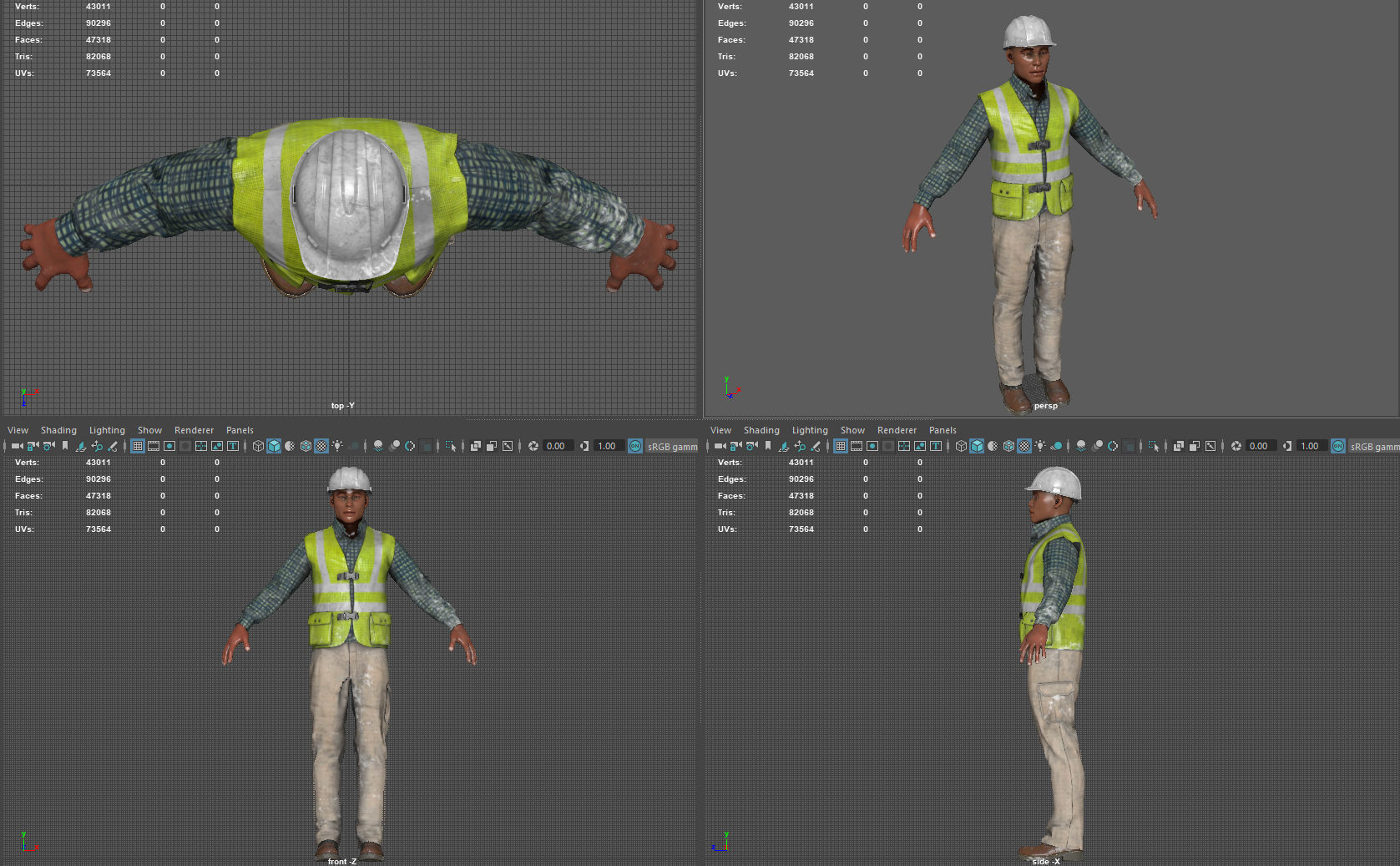 Construction worker Low-poly 3D model_8