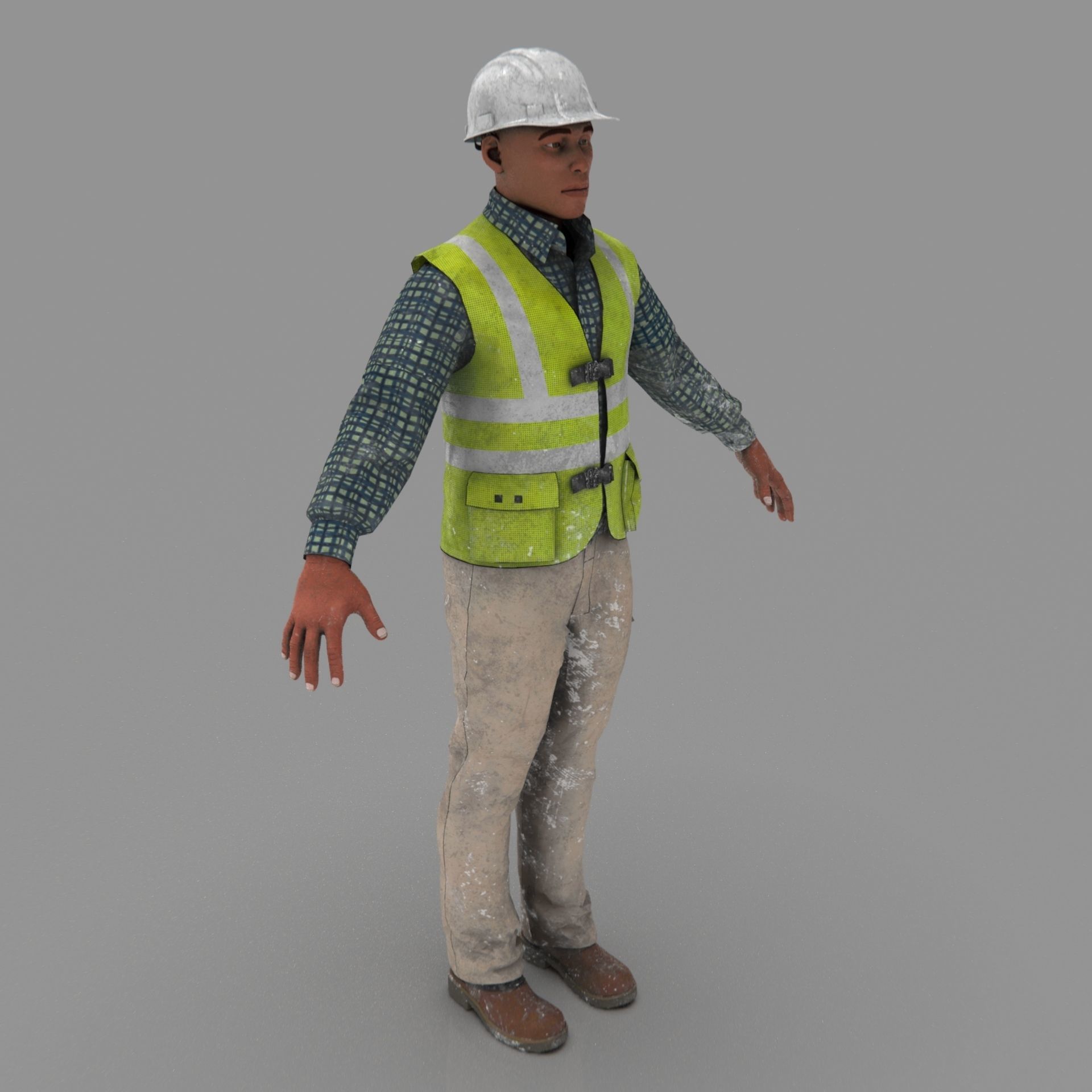 Construction worker Low-poly 3D model_16