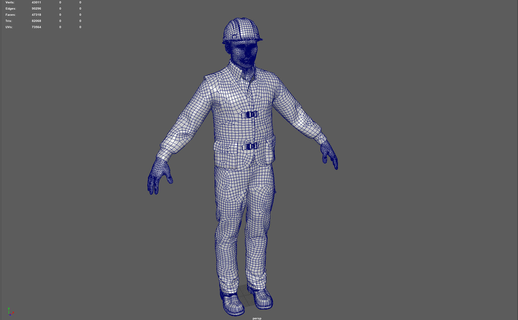 Construction worker Low-poly 3D model_7