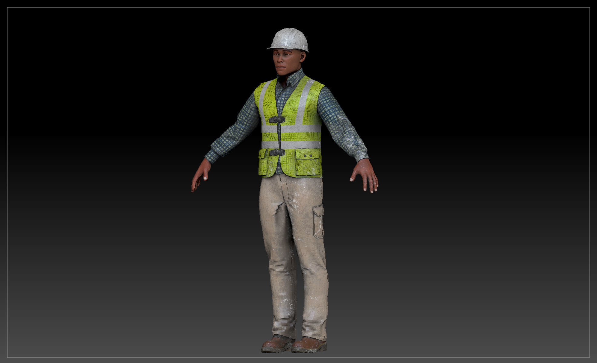 Construction worker Low-poly 3D model_12