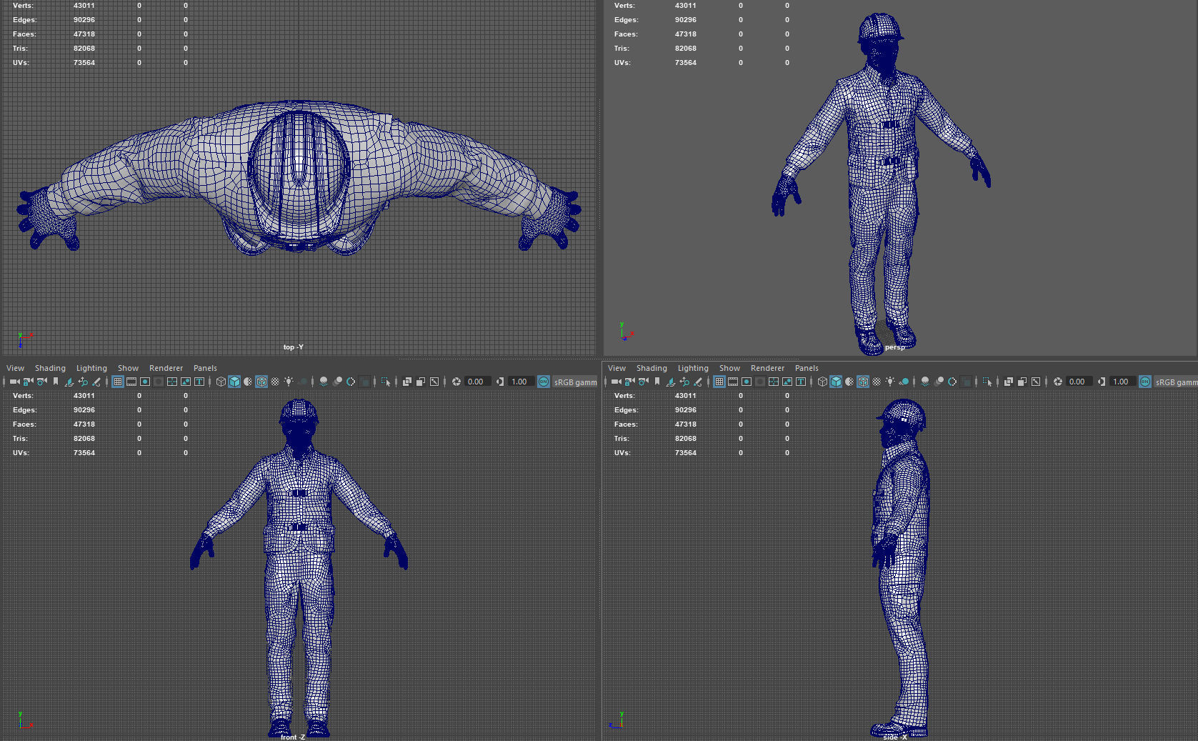 Construction worker Low-poly 3D model_10