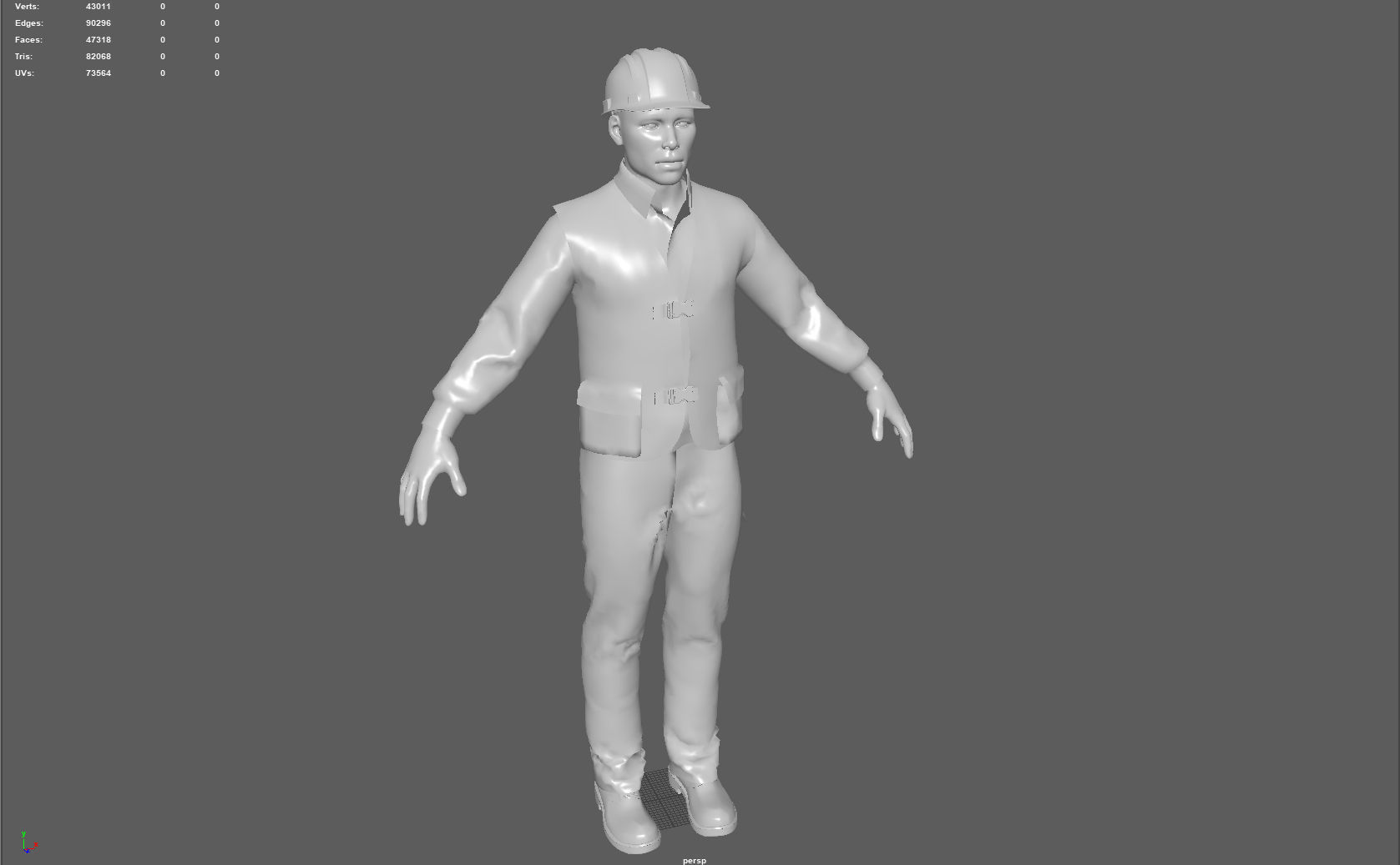 Construction worker Low-poly 3D model_6