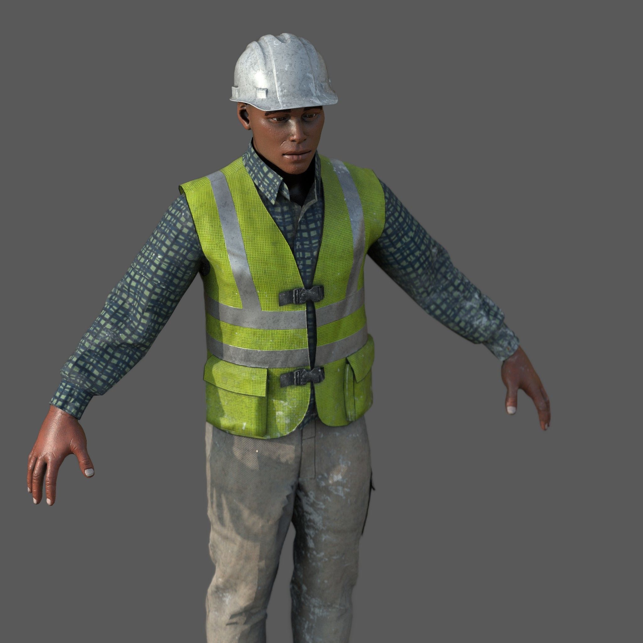 Construction worker Low-poly 3D model_2