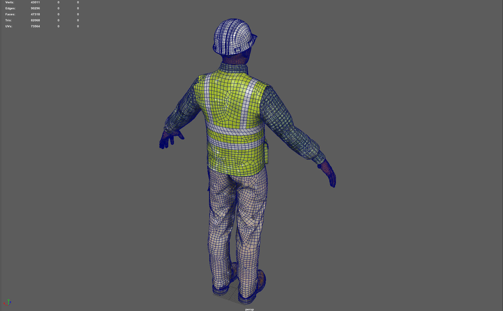 Construction worker Low-poly 3D model_11