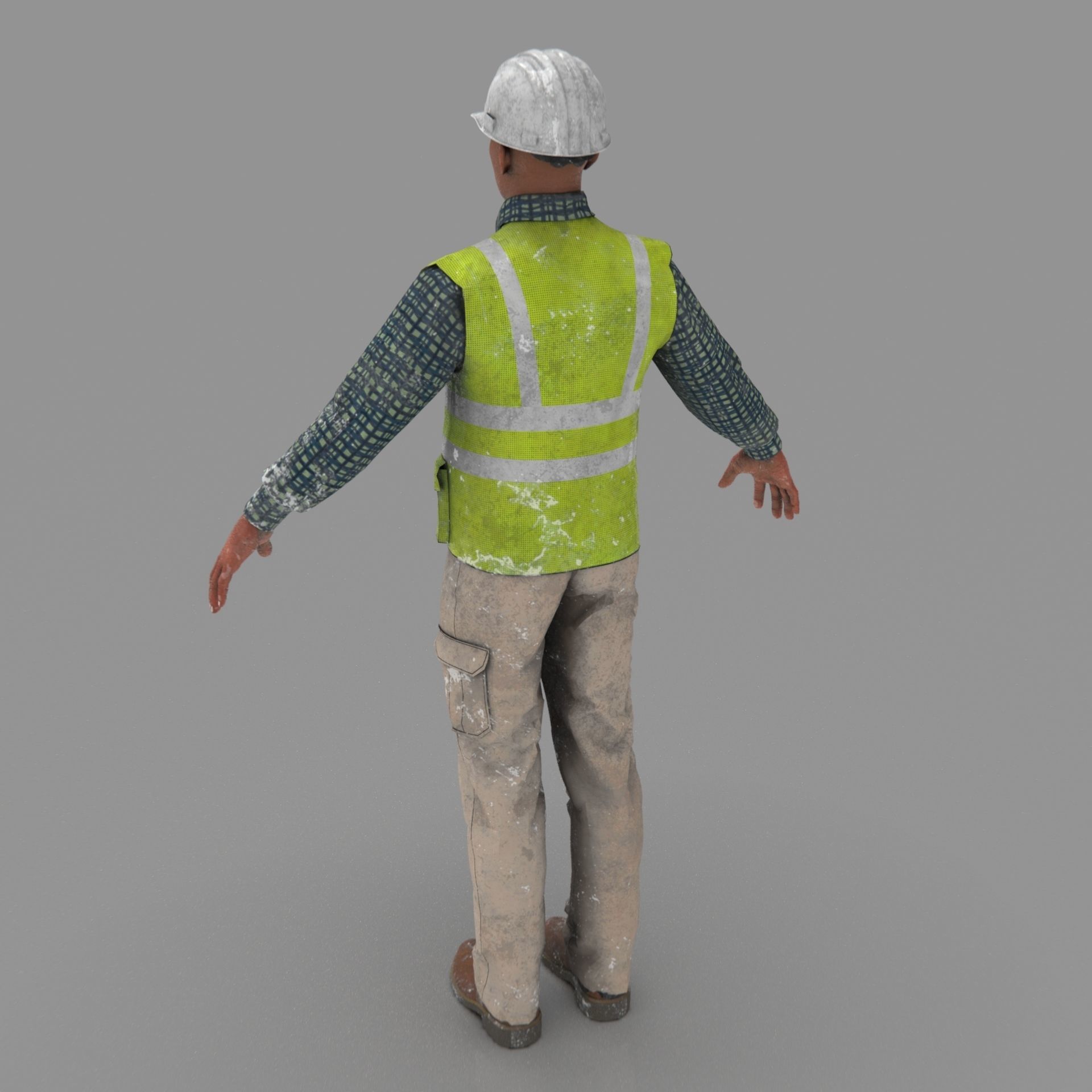 Construction worker Low-poly 3D model_17