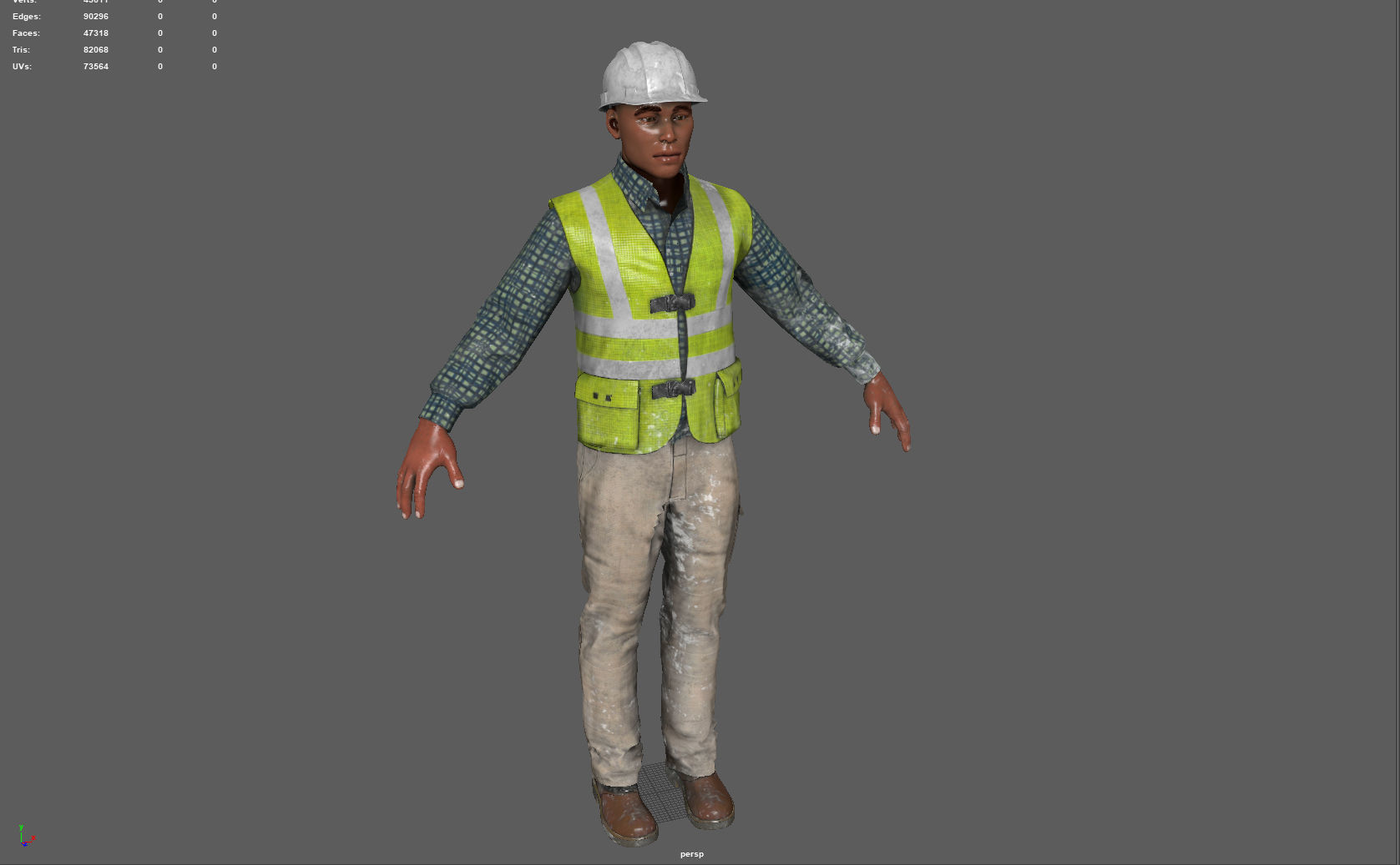 Construction worker Low-poly 3D model_5