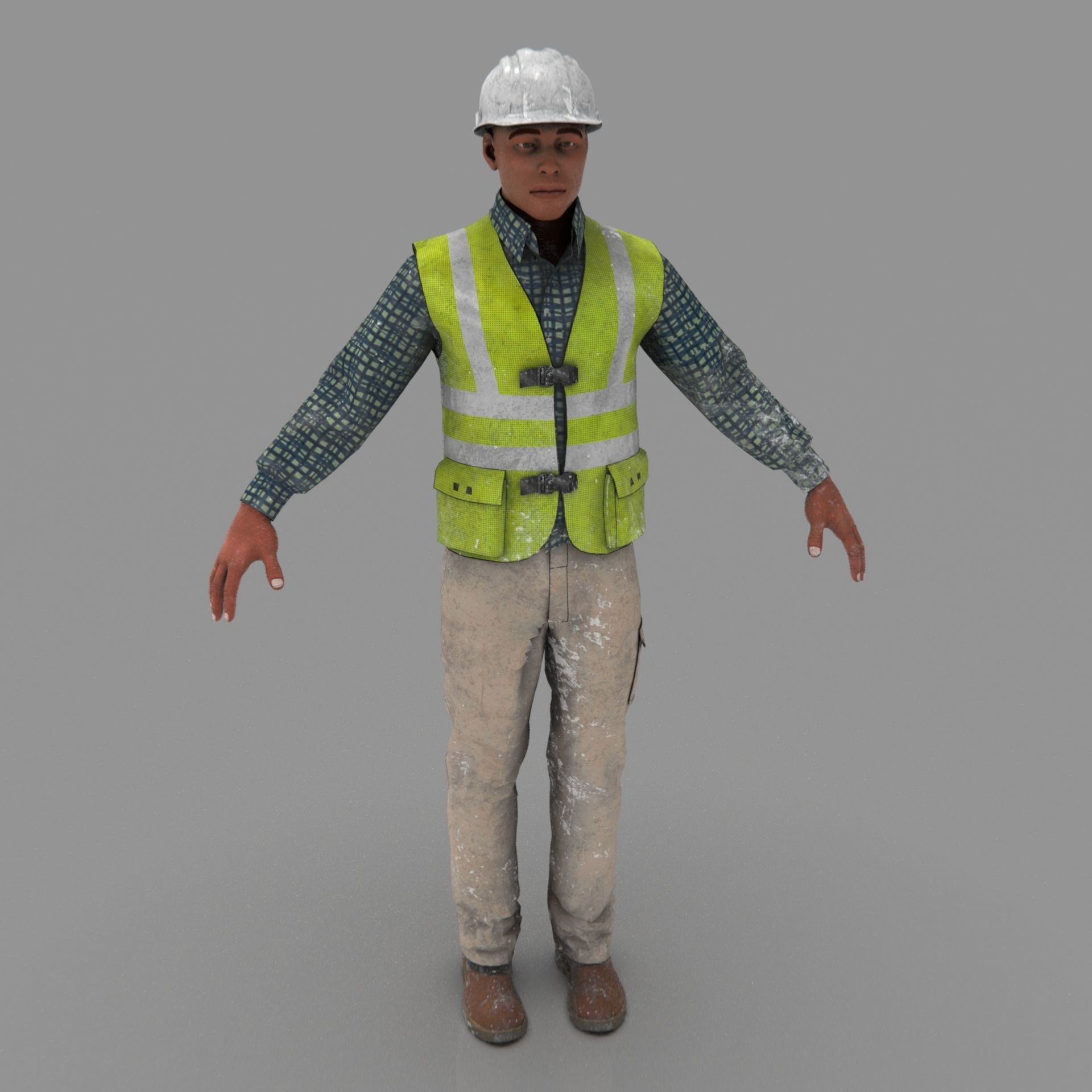 Construction worker Low-poly 3D model_18