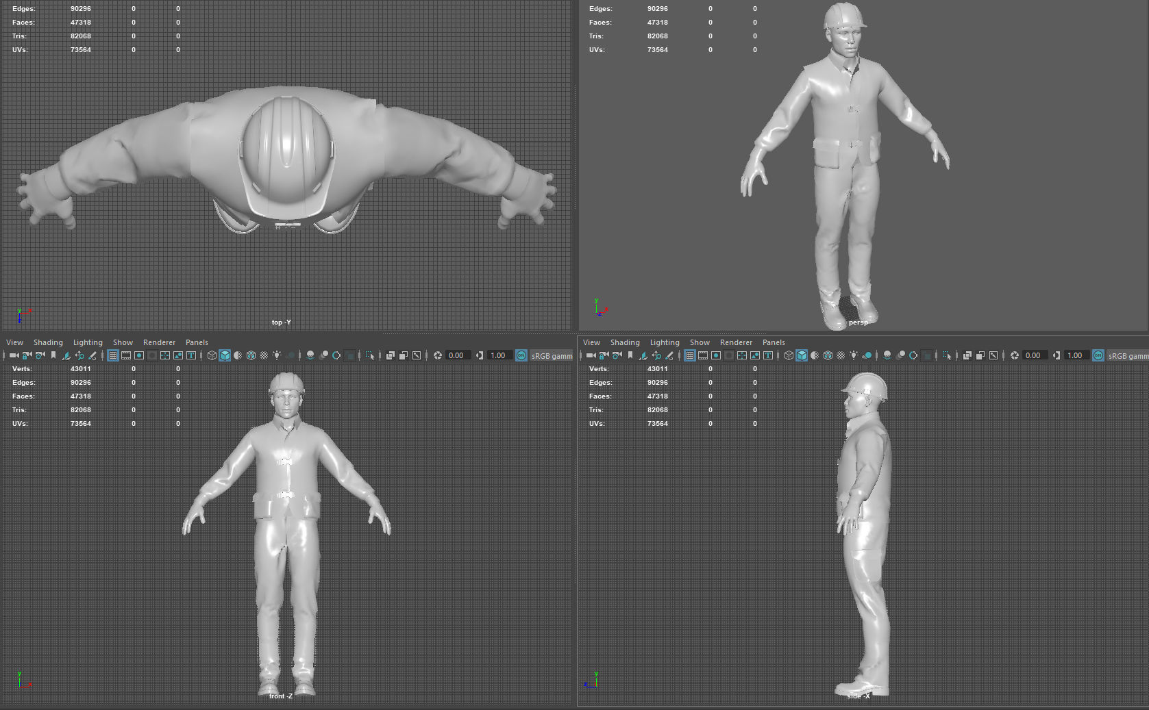 Construction worker Low-poly 3D model_9