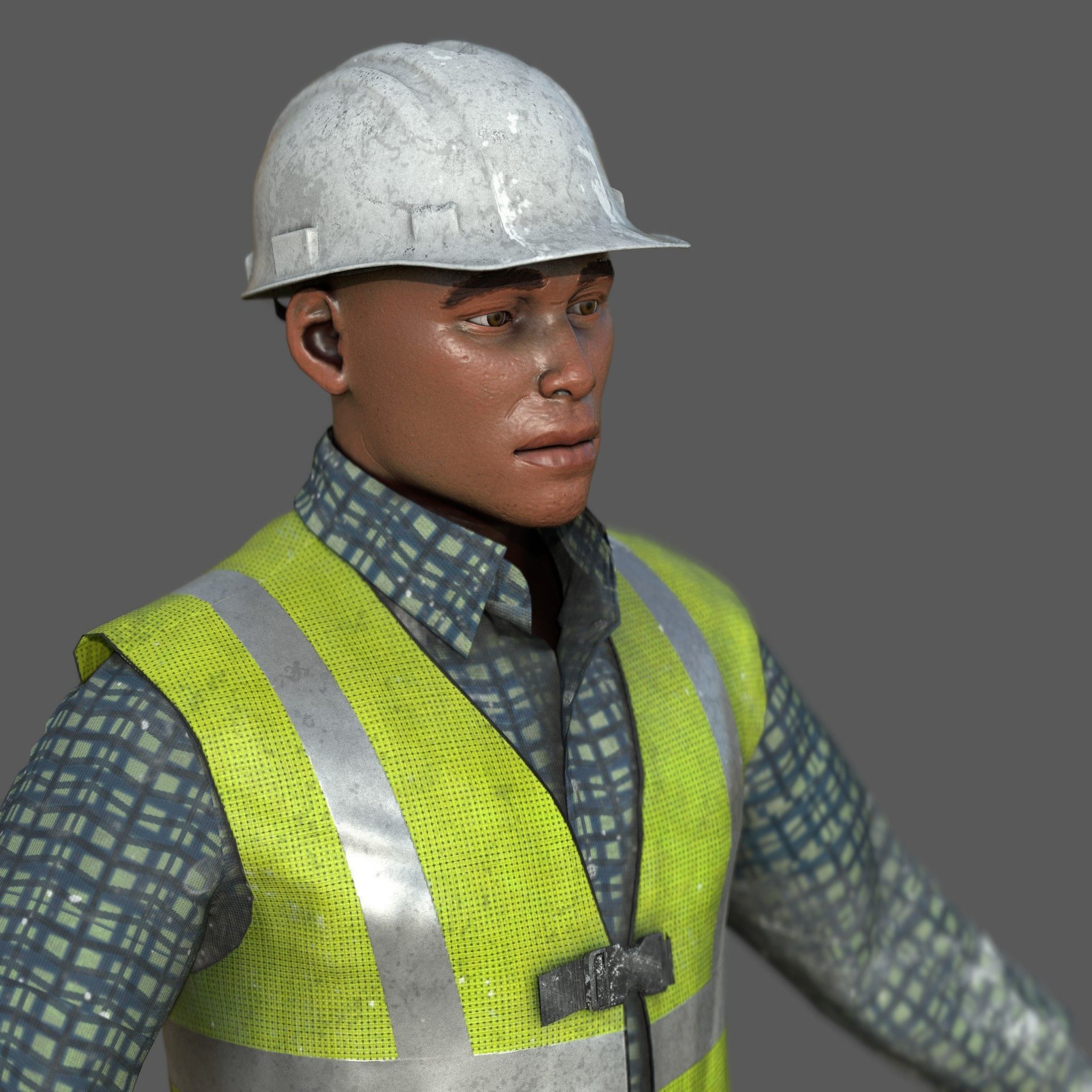 Construction worker Low-poly 3D model_1