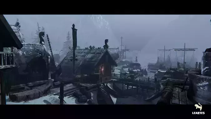 Viking Village Environment Megapack Modular with Interiors Low-poly 3D model