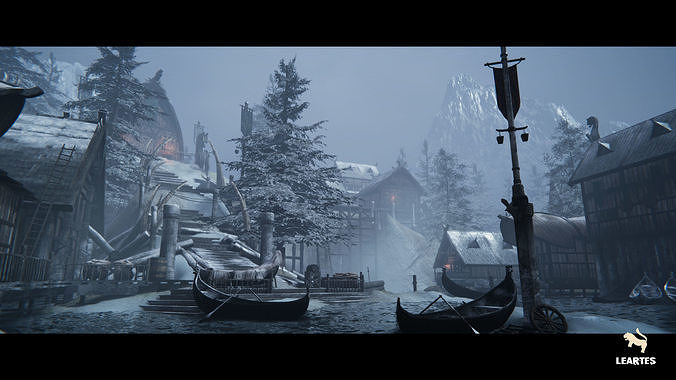 Viking Village Environment Megapack Modular with Interiors Low-poly 3D model 4