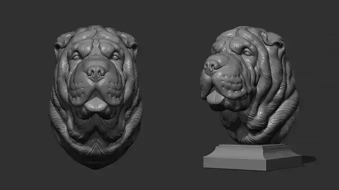Shar Pei dog bust