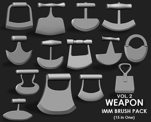 Weapon Collection IMM Brush Pack 15 in One Vol2 3D model