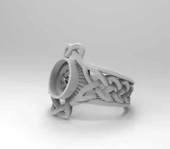 Ring for cabochon gem-Celtic knot-3D model STL- 3D printing