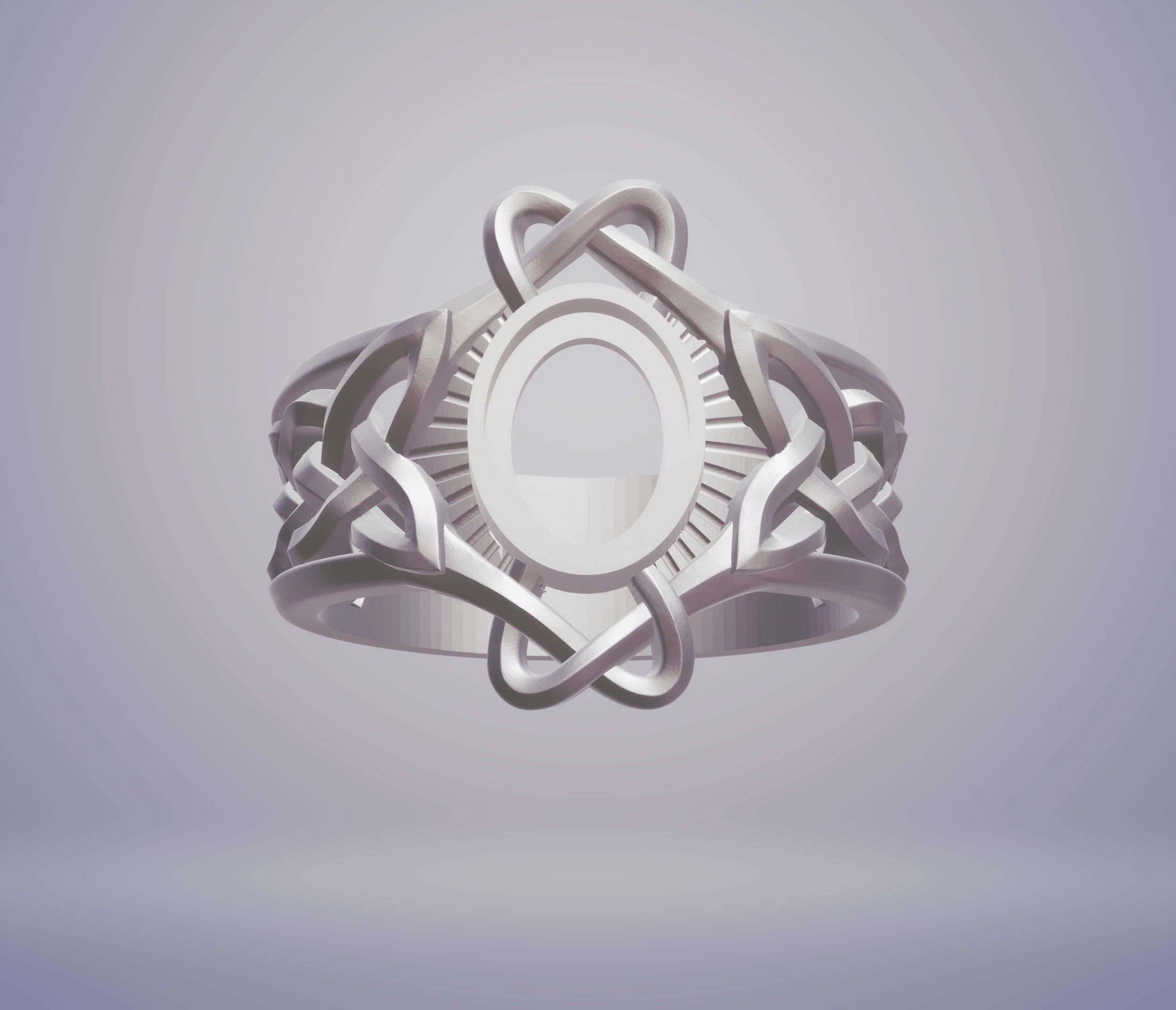 Ring for cabochon gem-Celtic knot-3D model STL- 3D printing 3D print model_2