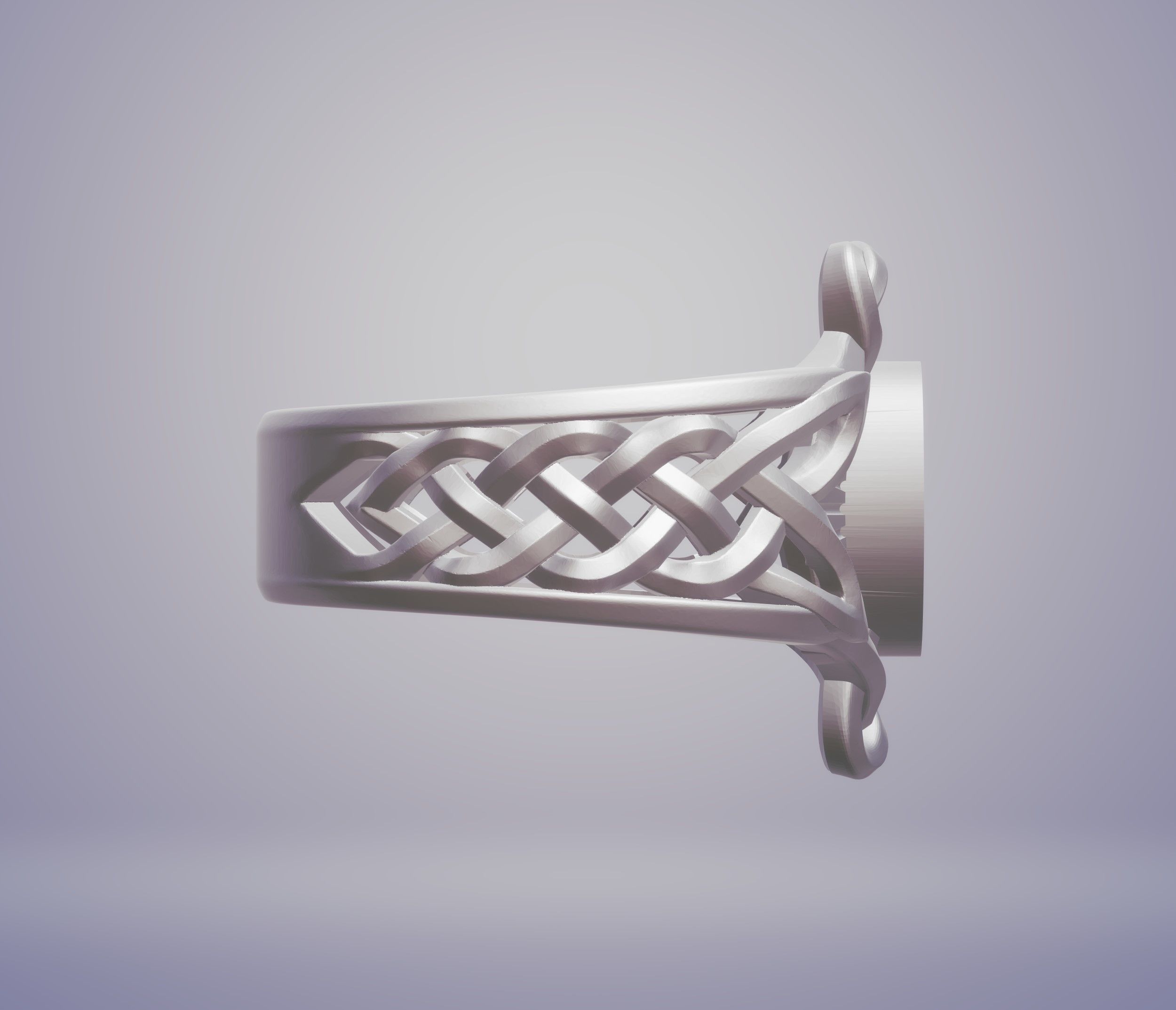 Ring for cabochon gem-Celtic knot-3D model STL- 3D printing 3D print model_3