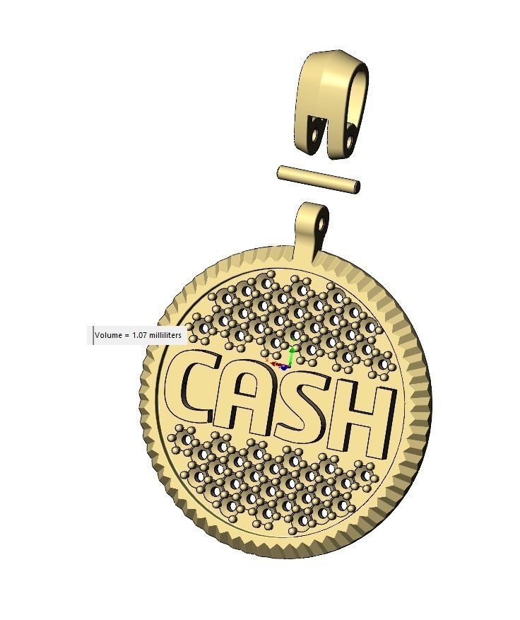 Cash diamond iced fluted bezel pendant with bail 3D print model_11