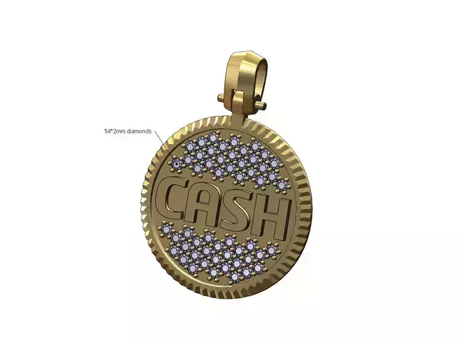 Cash diamond iced fluted bezel pendant with bail 3D print model
