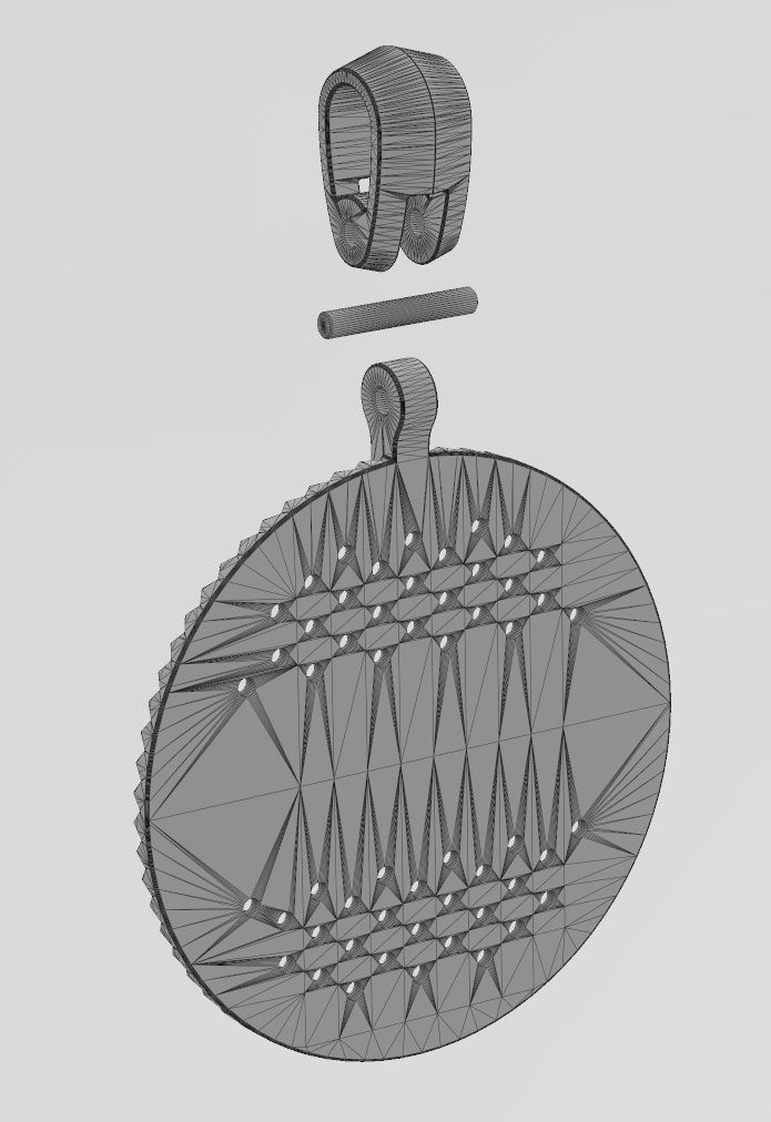 Cash diamond iced fluted bezel pendant with bail 3D print model_13