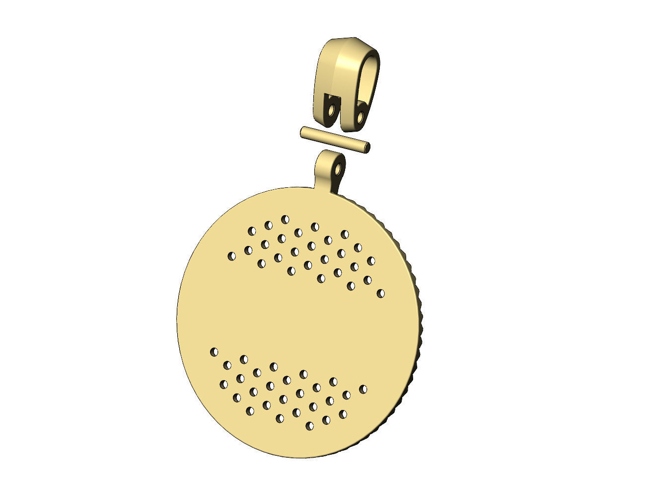 Cash diamond iced fluted bezel pendant with bail 3D print model_10
