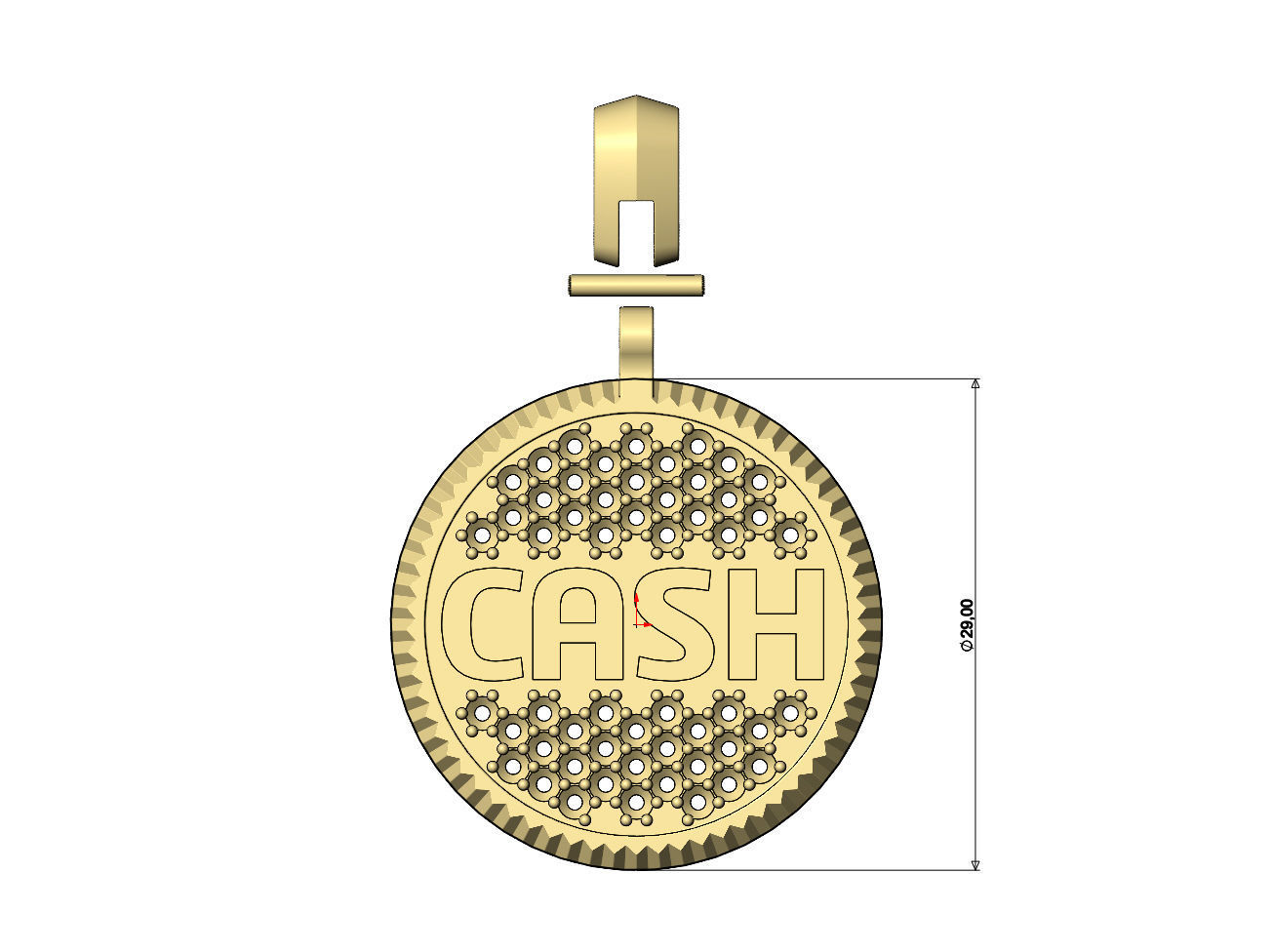 Cash diamond iced fluted bezel pendant with bail 3D print model_6